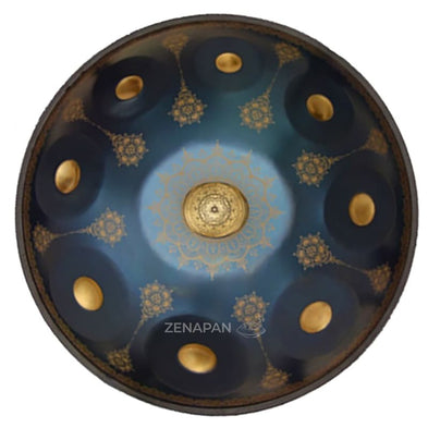 Handpan, frequence 432hz, frequence 440hz, hang drum, hang, gamme Ré mineur Kurd, Zenapan, Do majeur, handpan origine, acheter handpan, couleur bleu et doré